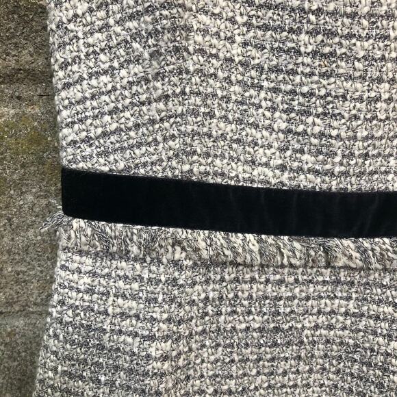 J. Crew Metallic Tweed Fringe Sheath Grey Velvet Banded Waist Knee Length 6 - Picture 4 of 12